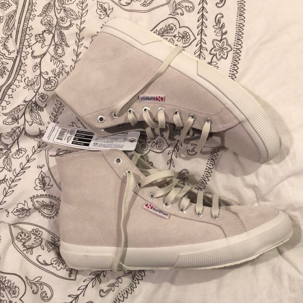 SUPERGA HIGH TOPS IN CREAM SUEDE